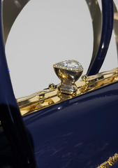 Luxury Royal Blue Patent Leather Shoulder Bag – Stylish Handbag for Women with Gold Accents