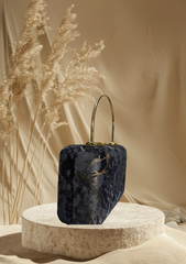 Luxury Marble-Print Evening Clutch with Gold Handles – Elegant Designer Handbag for Parties & Events