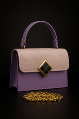 Elegant Lavender & Ivory Floral Embossed Handbag
