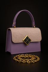 Elegant Lavender & Ivory Floral Embossed Handbag