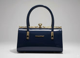 Luxury Royal Blue Patent Leather Shoulder Bag – Stylish Handbag for Women with Gold Accents