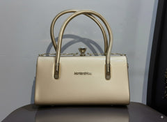 Luxury Golden Patent Leather Shoulder Bag – Stylish Handbag for Women with Gold Accents