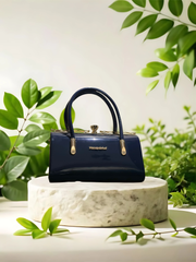 Luxury Royal Blue Patent Leather Shoulder Bag – Stylish Handbag for Women with Gold Accents
