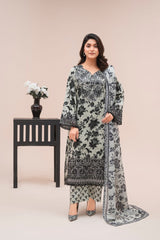 Premium 3-Piece Stitched Lawn Suit for Women – Elegant Printed Shirt, Trousers & Dupatta
