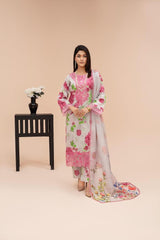 Premium 3-Piece Stitched Lawn Suit for Women – Elegant Printed Shirt, Trousers & Dupatta