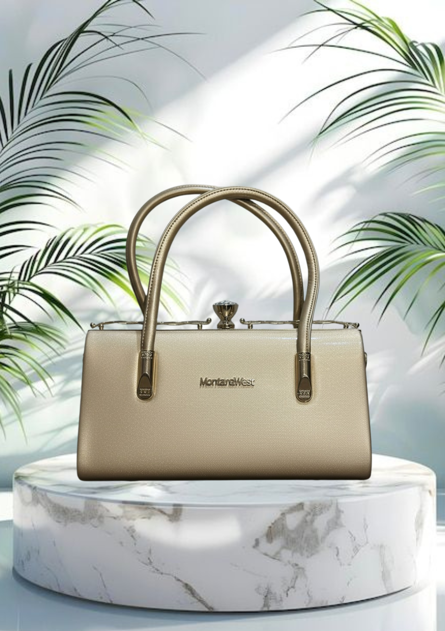 Luxury Golden Patent Leather Shoulder Bag – Stylish Handbag for Women with Gold Accents