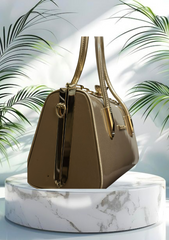 Luxury Golden Patent Leather Shoulder Bag – Stylish Handbag for Women with Gold Accents