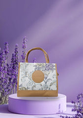 Floral Canvas Handbag – Charles & Keith Inspired Tote (Beige & Lavender)